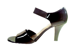 Women High Heel Sandal SIZE 11 Black Patent Leather Slip On Kinky APOSTR... - $27.99