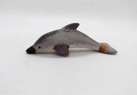 Vintage Small Hand Carved Lightweight Wooden Freestanding Dolphin Figurine  - £6.04 GBP