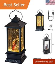 Delightful 4x4x12 Light-Up Snow Globe Lantern with Swirling Glitter &amp; Music - $44.50