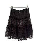 Fredericks of Hollywood Black Lace Skirt Slip Tier Layered Vintage Elast... - $47.86 CAD