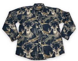 Legendary Whitetails Jumping Bucks All Over Deer Black L/S Shirt Men&#39;s S... - £18.64 GBP