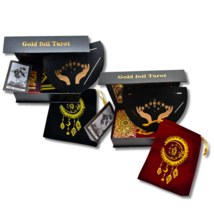 Gold Foil Tarot Cards Deck Premium Gift Box • Classic Waite Plastic Tear-Resista - £27.81 GBP