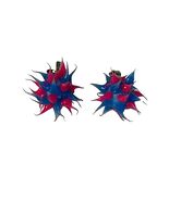 Spiked Statement Earrings Hot Pink Blue Silicone Punk Goth Festival Edgy... - $15.30