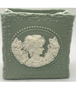 Cameo Ceramic vase Green/White Small 3 1/2” - £14.98 GBP