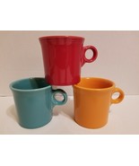 3 Fiesta Ware Multicolor Coffee Mugs Cups Ring Handle Homer Laughlin USA... - $26.72