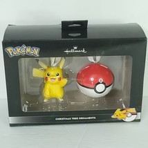 Pokemon Christmas Tree Decorative Ornaments Pikachu &amp; Pokeball Hallmark NEW - £22.70 GBP