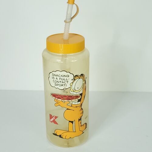 Vintage Garfield Water Bottle Snacking Full Time Sport Straw KMART Exclu... - $21.77