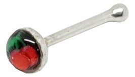 Nose Stud 925 Silver Cherry Cabochon Ball End 22g (0.6mm) 6mm Post Silver - £4.03 GBP