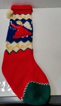 Vintage Knitted Christmas Stocking Long 22&quot; Angels  - £15.24 GBP