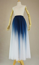 Blue White Dye Tulle Skirt Outfit Women Custom Plus Size Long Tulle Skirt Outfit image 7