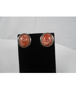 Vintage Oval Silver Tone and Faux Marble Stud Earrings - £7.50 GBP