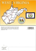 West Virginia City and Major Highway Map State Great Seal VTG Postcard - £7.51 GBP