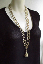 Sarah Coventry Necklace Brass Art Nouveau Filigree Bell Pendant Jingling Chain - £26.56 GBP