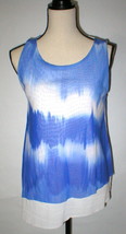 New M Womens Sweet Pea Anthropologie Blue White Top Sleeveless Layered Tie Dye  - £46.68 GBP