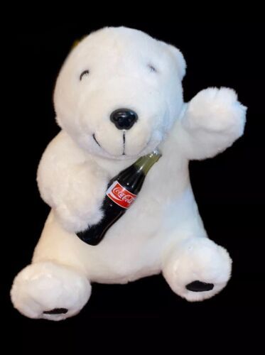 Primary image for Vintage 1994 Coca Cola Brand Plush Collection Polar Bear 7" White With Bottle
