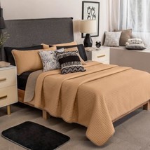 Incienso Beige Special Fabric Reversible Ultraslim Comforter Set 1 Pc King Size - £43.65 GBP