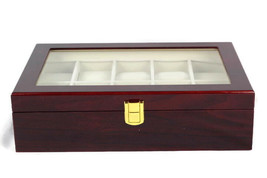 Songmics Reddish Brown Wooden 12 Slot Watch Box Organizer Display Case 12&quot; - £26.81 GBP