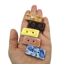 5Pc Large Sewing Buttons For Crafts, Novelty Handmade Ceramic Rectangle ... - $33.78