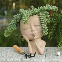 Face Planters Pots Unique Face Flower Pot for Indoor Outdoor Plants Resin  - £19.76 GBP