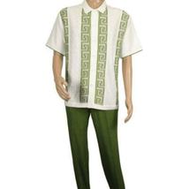 Men Silversilk 2pc walking leisure Matching Suit Italian woven knits 51011 Green image 5