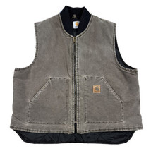 Carhartt Zip Vest Jacket USA Distressed Vintage Quilt Lined V02 CHT Fade... - $89.09