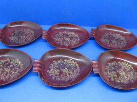 Maruni Metal Base Laquerware Set Of Six Made In Occupied Japan 6 1/2&quot;x 5 &quot; Bowls - £47.16 GBP