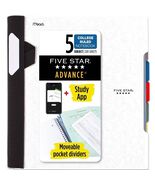 Five Star 5 Subject College Ruled Spiral Notebook 200Sheets White Pocket... - €13,87 EUR
