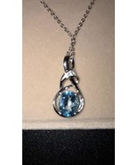 Gemstone Swiss Blue Topaz Amethyst Citrine Sterling Silver Pendant Neckl... - £143.31 GBP
