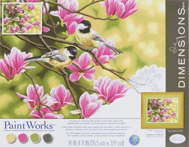 Paint Works Paint By Number Kit 14&quot;X11&quot;-Chickadees &amp; Magnolias - £15.66 GBP