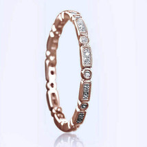 Kunst Deko 0.30ct Moissanit 14K Rose Vergoldet Ehering Volle Ewigkeit - £82.46 GBP