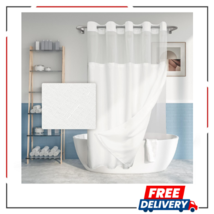 Shower Curtain with Snap-In PEVA Liner Set - No Hooks Needed Hotel Style - £26.66 GBP