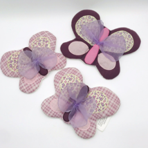CoCaLo Sugar Plum Butterfly Wall Hanging Lot of 3 Purple Gingham - $14.99