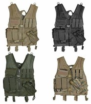 New Heavy Duty Military Assault Cross Draw Molle Tactical Vest Coyote Tan - £54.49 GBP