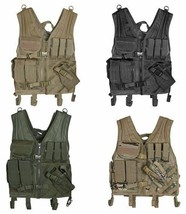 NEW Heavy Duty Military Assault Cross Draw MOLLE Tactical Vest COYOTE TAN - £53.09 GBP