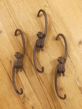 3 LARGE MONKEY HOOKS PLANT CAST IRON SMALL HOOK HANGER KETTLE HOOK JAPANESE - $23.99