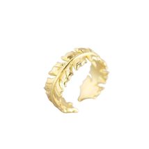 925 Sterling Silver Textured Pattern Leaf Gilded Ring - Nature&#39;s Beauty ... - £25.50 GBP