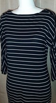 Calvin Klein Black &amp; White Stripe Dress size 8 Stretch Jersey Knit Long ... - €18,51 EUR