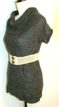 Guess Knitted Sweater Size Medium Dark Gray Cowl Neck Short Sleeve Cut Out Back - £14.98 GBP