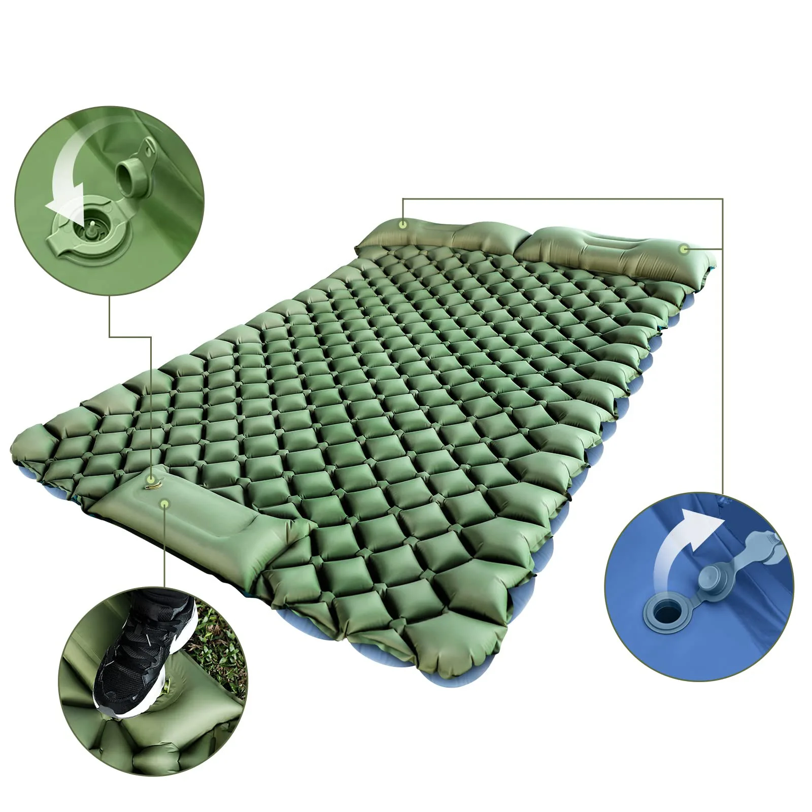 Upgraded Stratum Inflatable Sleeping Pad With Pillow Airbed Air Mattress Mat - £40.63 GBP+