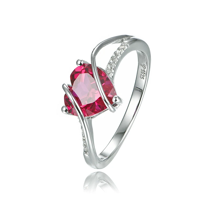 Heart Shape Ruby 925  Silver Ring 2.5 Carats Women Love Ring for Party Wedding a - $57.01