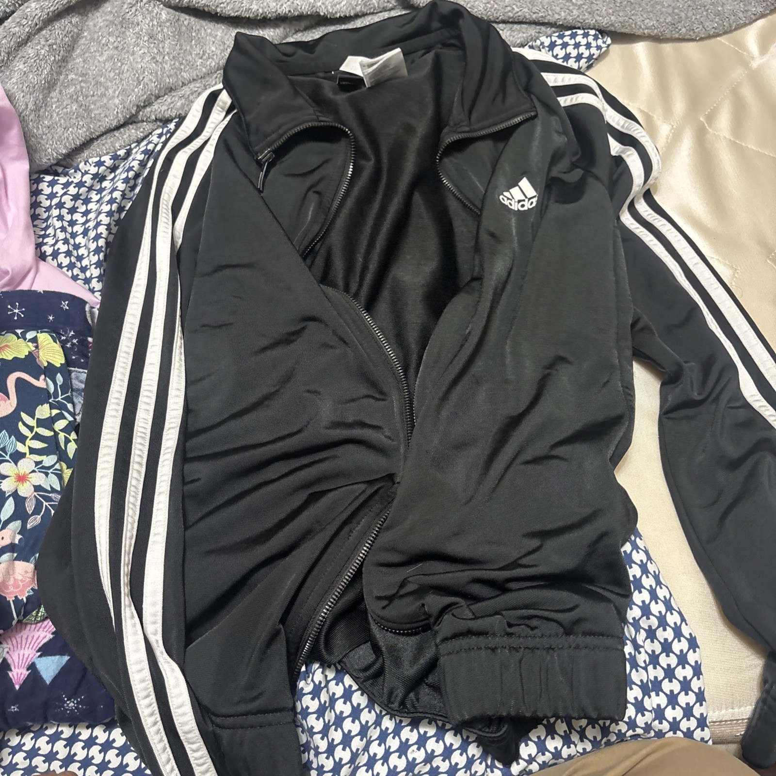 ADIDAS Baby Boys Zip Sweater 12 14 youth medium Months Black Cotton AC07 - $4.99