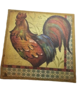 Rooster French Country Burlap Picture Farmhouse Wall Decor Plaid Painted - $376.03 MXN