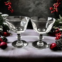 2 Anchor Hocking Wine Glasses COURTNEY Coupe Sherbet Optic Panel Clear Martini - $24.73