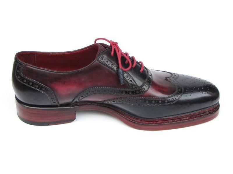 Men's Black & Maroon Brogues Toe Wing Tip Oxford Genuine Leather Shoes US 7-16