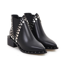 Rivet punk short boots Autumn Winter Women&#39;s Fashion mid heel pointed Toe Ankle  - £59.54 GBP