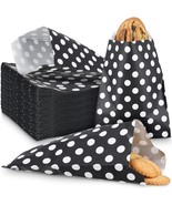 400 Packs 5 X 7 Inches Flat Paper Bags Polka Dot Paper Cookie Bags Black... - £30.35 GBP