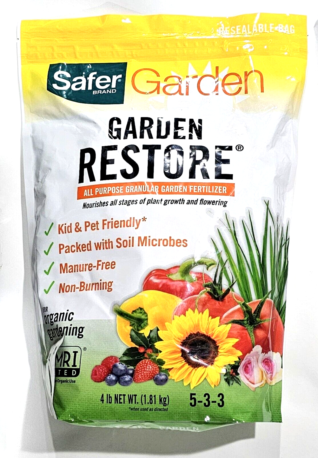 Safer Brand Garden Restore All Purpose Granular Garden Fertilizer 5-3-3 4lb - $34.99