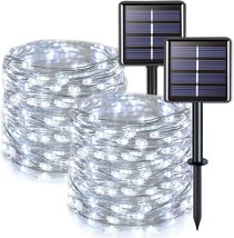 White Solar String Lights Outdoor Waterproof 2 Pack Each 33FT 100 LED So... - £25.84 GBP