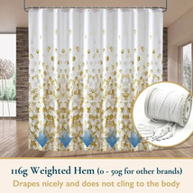 ComfiTime Water-Rellent Fabric Shower Curtain w/ Hooks 72&#39;&#39; x 72&#39;&#39; - Gold Petal - £11.82 GBP