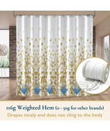 ComfiTime Water-Rellent Fabric Shower Curtain w/ Hooks 72&#39;&#39; x 72&#39;&#39; - Gol... - £11.92 GBP
